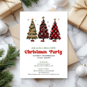 Invitation de Noël au léopard joueur et carreau ro