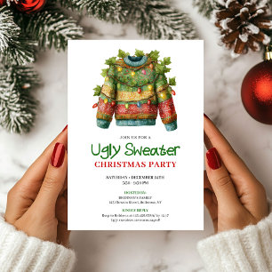 Invitation de Noël au pull moche drôle et joyeux
