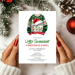 Invitation de Noël au pull moche drôle et lumineux