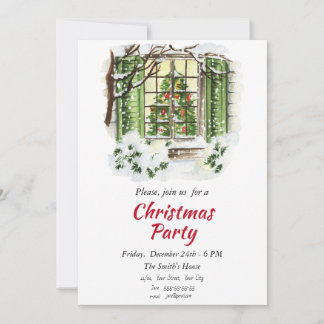 Invitation de Noël avec arbre de Noël