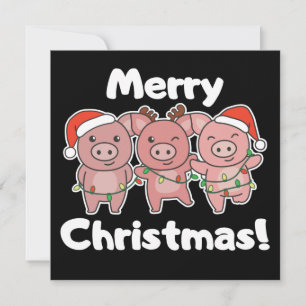 Invitation de Noël avec des cochons mignons pour u