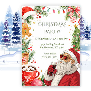 Invitation de Noël avec Père Noël buvant de la biè