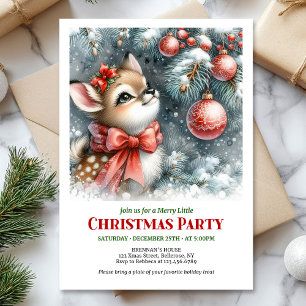 Invitation de Noël bébé cerf forêt enneigée charma