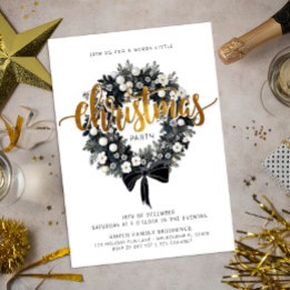 Invitation de Noël Black & White Wreath
