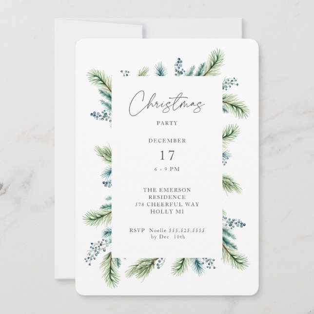 Invitation de Noël Boho Spruce et Fir (Devant)