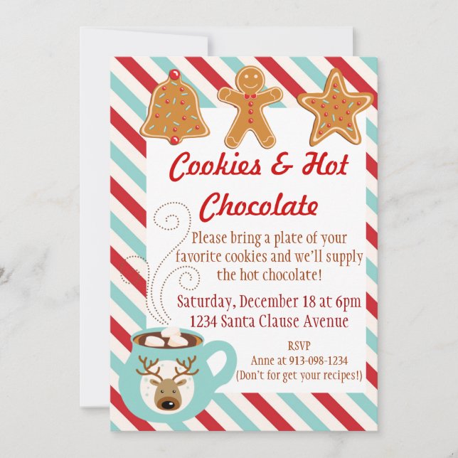 Invitation de Noël - chocolat chaud et biscuits (Devant)