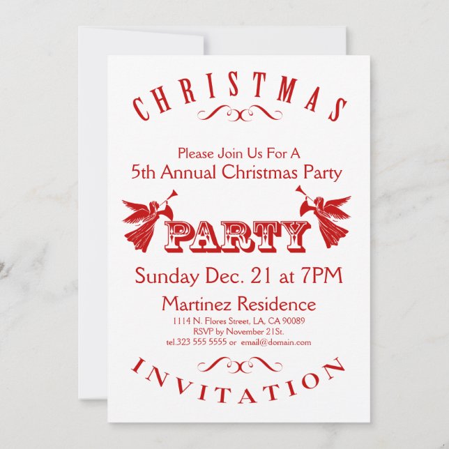 Invitation de Noël Conception typographique (Dos)
