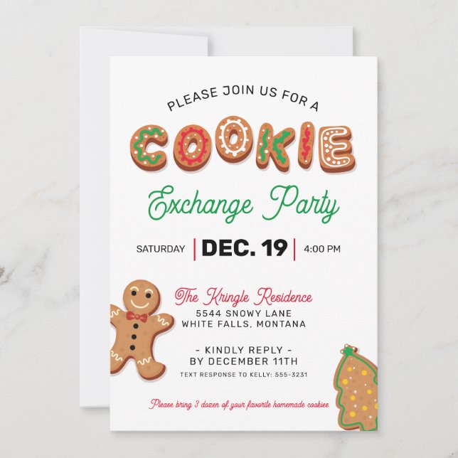 Invitation de Noël Cookie Exchange Party (Devant)