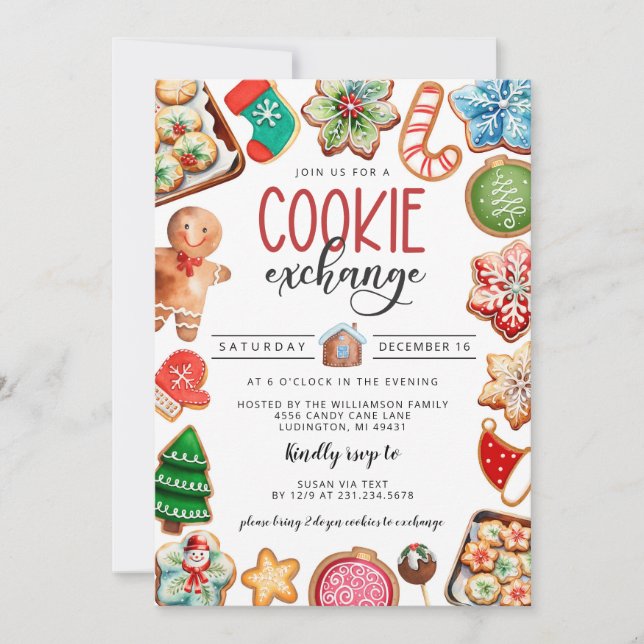 Invitation de Noël Cookie Exchange Party (Devant)