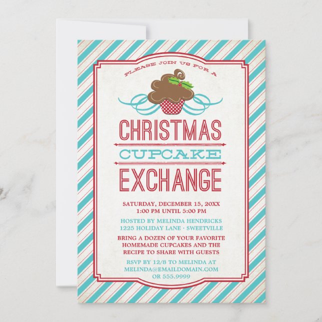 Invitation de Noël Cupcake Exchange Party (Devant)