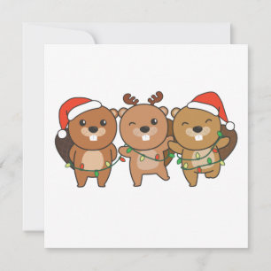 Invitation de Noël de castor Animaux de Noël Choue