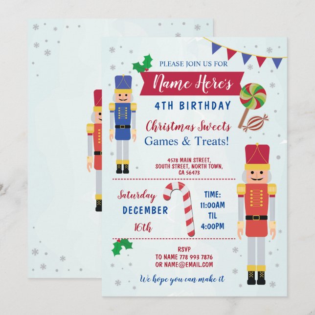 Invitation de Noël de jouet de casse-noix de fête (Devant / Derrière)