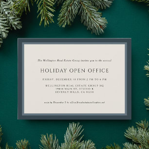 Invitation de Noël d'entreprise à carreaux bleus