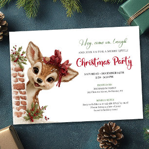Invitation de Noël éditable avec bébé renne joueur