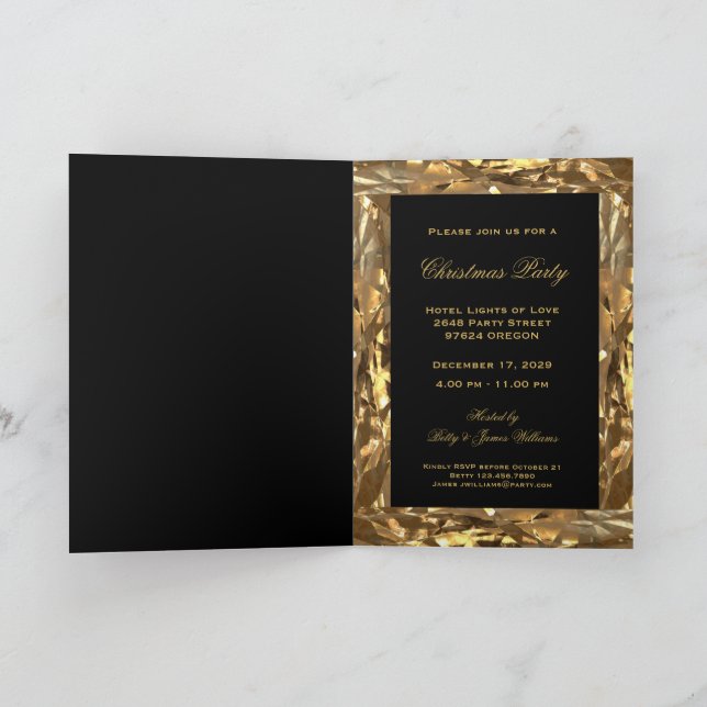 Invitation de Noël Elegant Noir et Or (Intérieur)