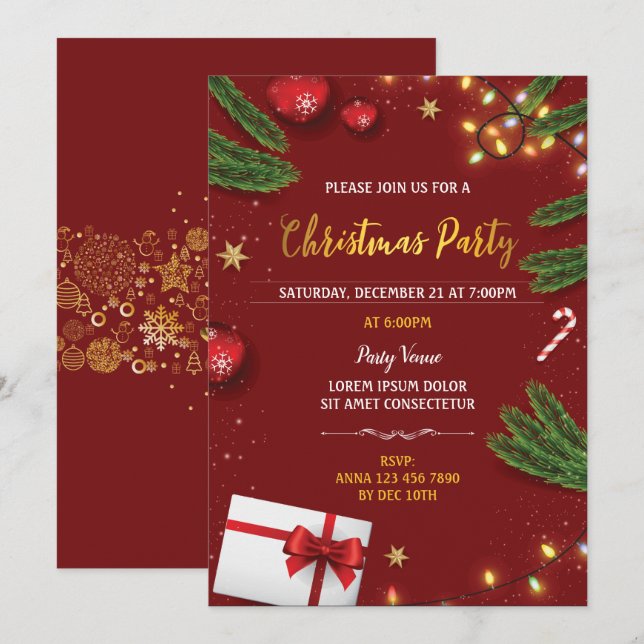 Invitation de Noël élégante (Devant / Derrière)