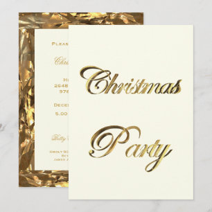 Invitation de Noël Elégante Faux Gold White
