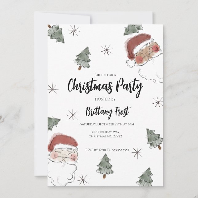 Invitation de Noël en aquarelle (Devant)