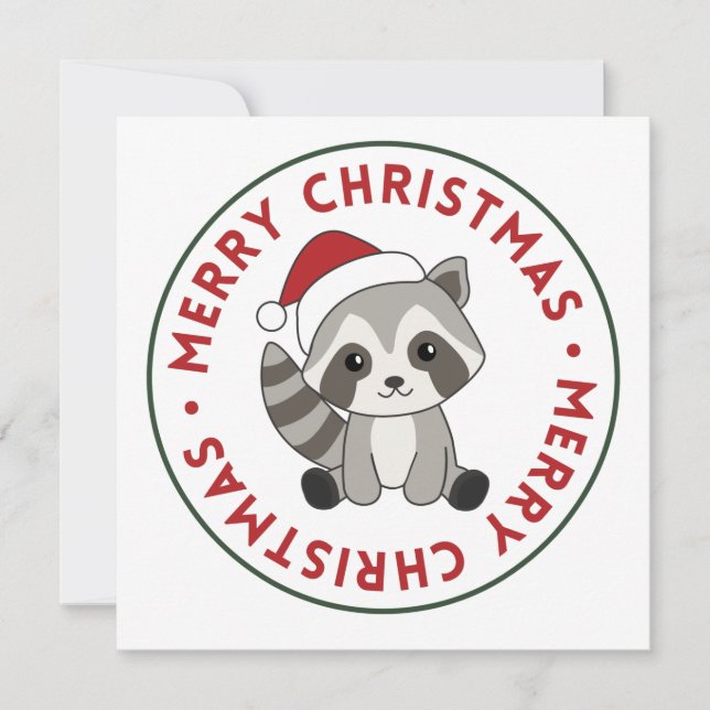 Invitation de Noël enneigée pour ratons laveurs de (Devant)