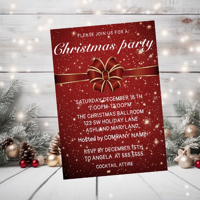 Invitation de Noël Extraordinaire, élégante, rouge (Créateur téléchargé)