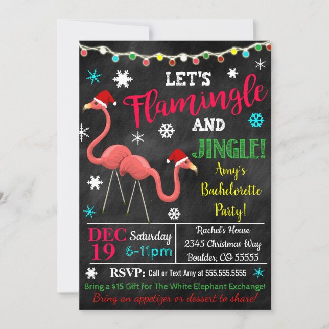 Invitation de Noël Flamant rose (Devant)