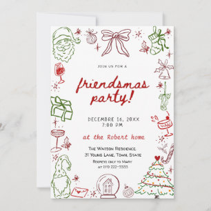 Invitation de Noël Friendsmas dessinée à la main