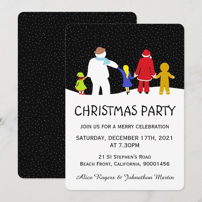 Invitation de Noël Gang Fête (Devant / Derrière)