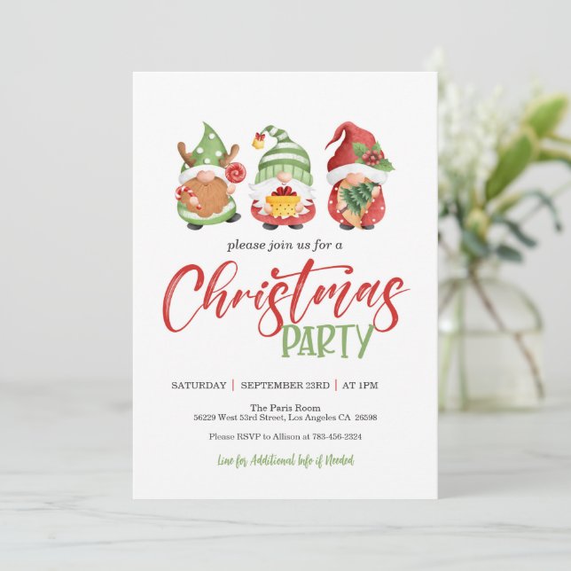 Invitation de Noël Gnome (Debout devant)