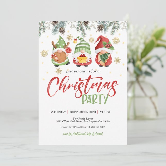Invitation de Noël Gnome - Frontière (Debout devant)
