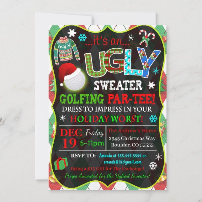 Invitation de Noël Golf Party (Devant)