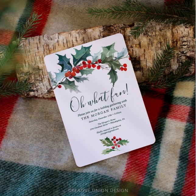 Invitation de Noël Holiday Holly (Créateur téléchargé)