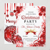 Invitation de Noël | invitation à l'ornement rouge