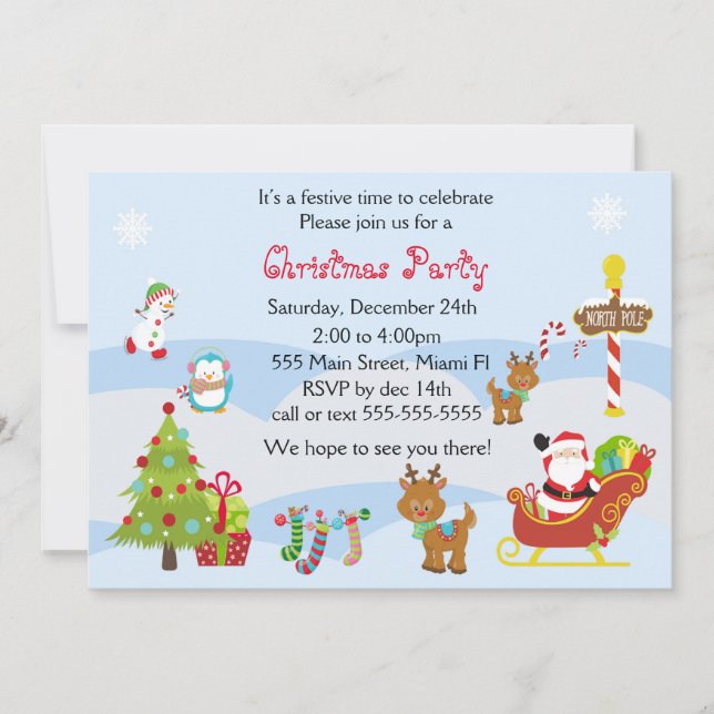 Invitation de Noël Jeu d'enfants Snowman Père Noël (Devant)