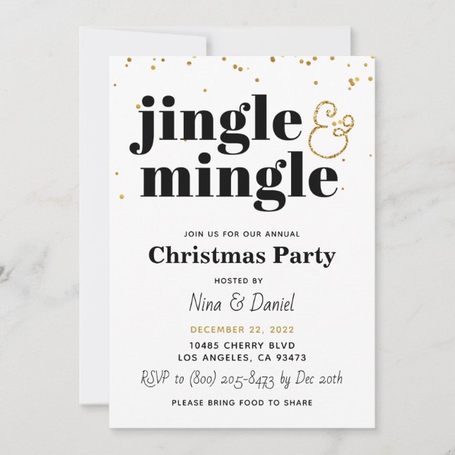 Invitation de Noël Jingle & Mingle (Devant)