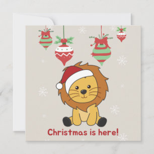 Invitation de Noël Lion Neige Hiver Animaux Lions