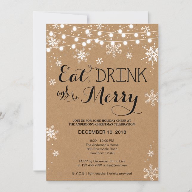 Invitation de Noël / Mange Boire et être joyeux In (Devant)