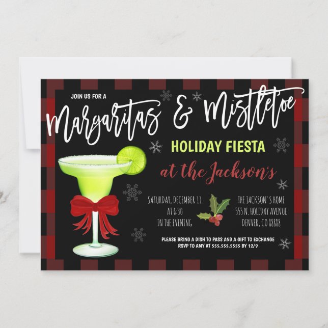 Invitation de Noël Margaritas et Mistletoe (Devant)