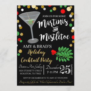 Invitation De Noël Martinis Et Mistletoe