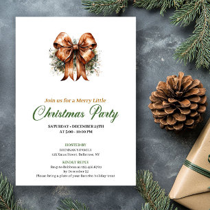Invitation de Noël minimaliste verte et dorée