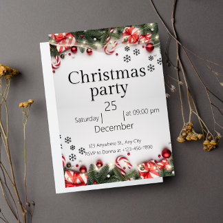 Invitation de Noël moderne rouge et blanc