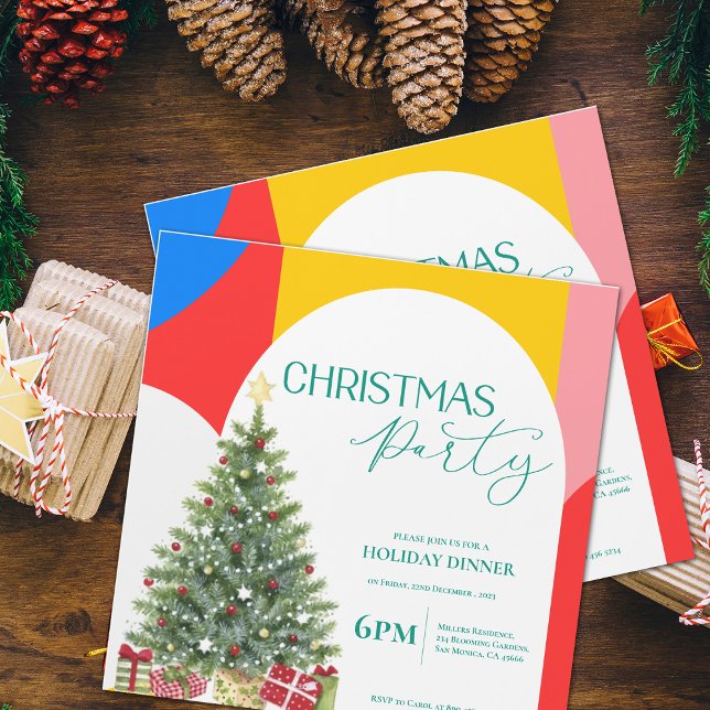 Invitation de Noël Motif Abstrait (Abstract Pattern Christmas Party Invitation)