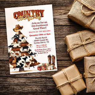 Invitation de Noël occidentale de campagne