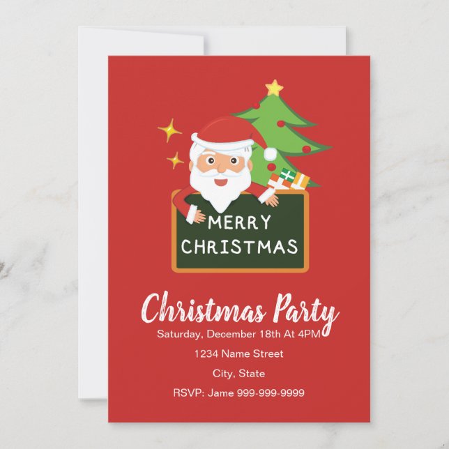 Invitation de Noël Père Noël Party (Devant)