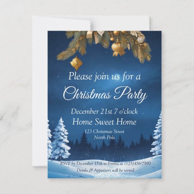 Invitation de Noël personnalisable (Devant)