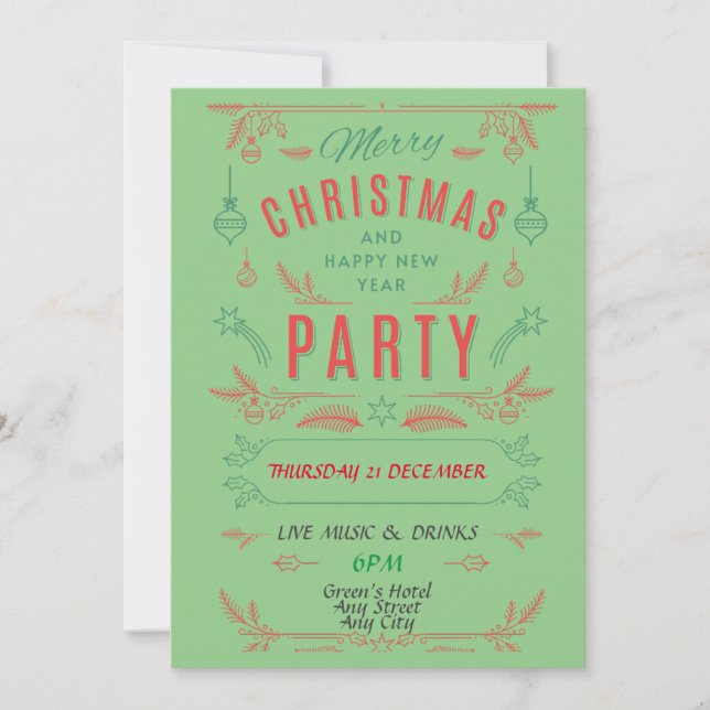 Invitation de Noël. Personnaliser (Devant)