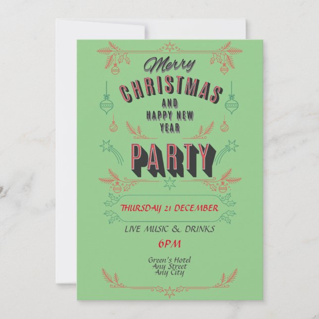 Invitation de Noël. Personnaliser (Devant)