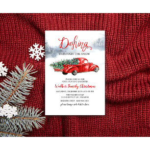 Invitation de Noël pour arbre de camion rouge vint