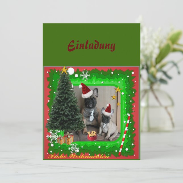 Invitation de Noël pour Bouledogues Français (Debout devant)
