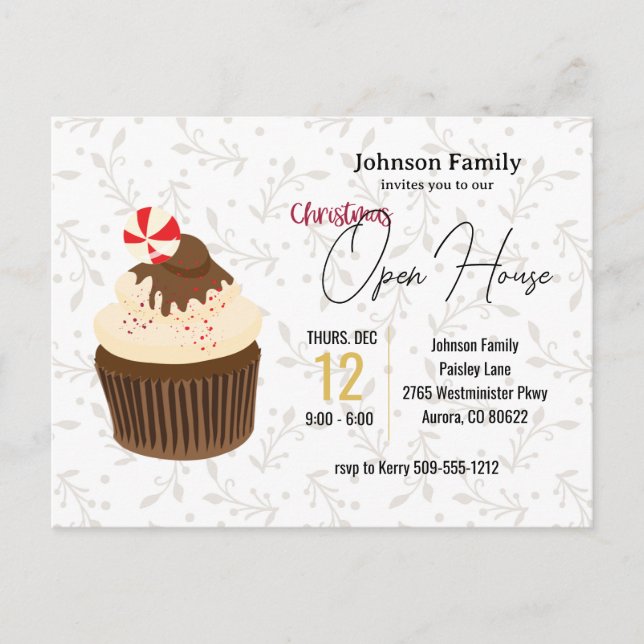 Invitation de Noël pour la maison ouverte ou autre (Devant)