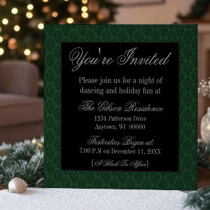 Invitation de Noël Radiant Damask, Vert foncé